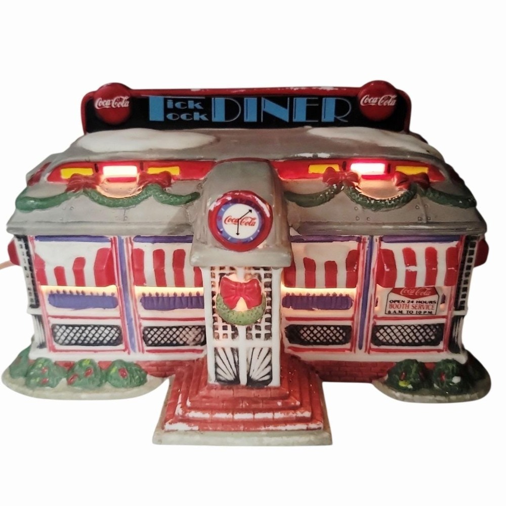 Coca Cola Slick Chick Diner 1992 Town Square Lighted Village Building Works VTG